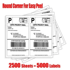 Round Corner 5000 Half Sheet Shipping Labels Self Adhesive For Laser Inkjet USPS