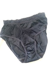 VTG BLACK FRUIT OF THE LOOM SHINY SHEER NYLON BRIEFS GRANNY PANTIES sz 6