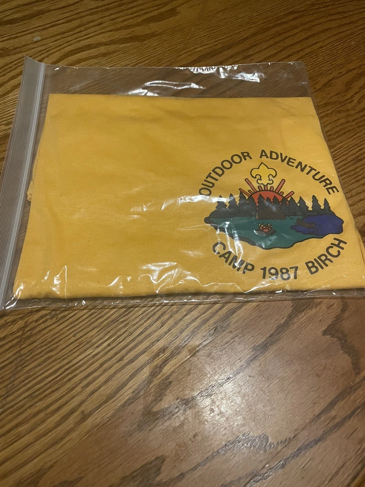 Boy Scouts Vintage Camp Birch 1987 Yellow T-Shirt Large