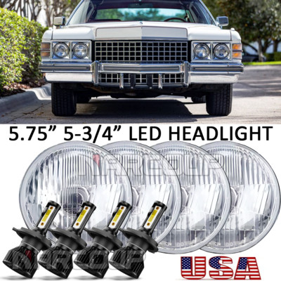 4PCS 5.75 5-3/4'' Chrome LED Headlights For Cadillac DeVille 62-74 Calais 65-74