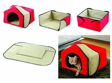 Convertible 4 in 1 Pet Bed House Cozy Lounge Mat - Cat Dog Portable House