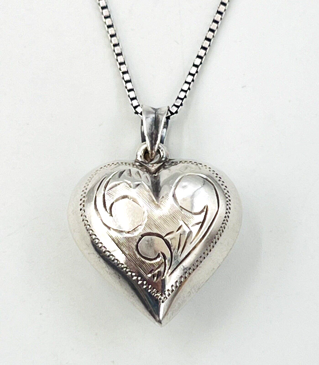 Vintage Sterling Silver Heart Pendant Antique Sterling Silver Star Heart Pendant - Luna & Stella main image 4