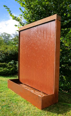 Pared Vertical Acero Corten Luces LED 175cm Fuentes de Agua Jardín