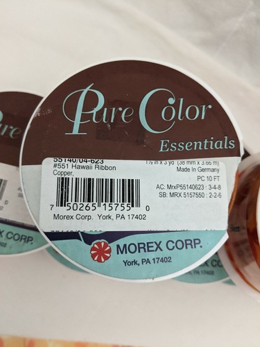 9 Spools Morex Corp Ribbon Sheer Ribbon Hawaii Copper Fall Colors 1 1/2" x 3 yds - Picture 3 of 5