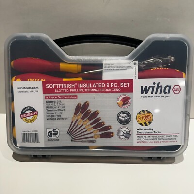 Wiha 32089 9 Piece Insulated SoftFinish Screwdriver and Voltage Detector Set