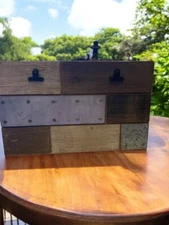 Rustic wood farmhouse industrial photo document holder metal clips Hobby Lobby