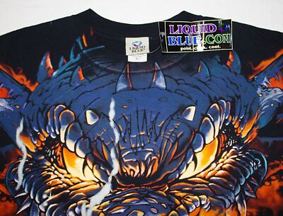 Blue Dragon Face Two-Sided Body Print XL T-Shirt Liquid Blue 2005