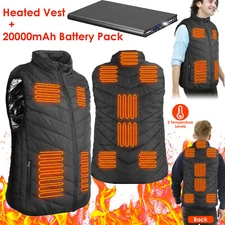 Unisex Electric Heated Vest Heating Jacket & 20000mAh Battery Pack USB Charger