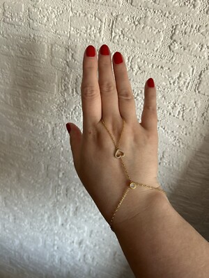 Finger Armband, Vergoldet, Slave Armband, Herz Armband, Heart Bracelet