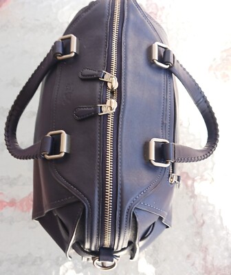 Coach 37017 Ace Navy Blue Glovetanned Leather Satchel W/Whipstitch