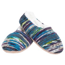 Blue Yarn Craft Blend Womens Plush Lined Cozy Non Slip Soft Slippers - Large