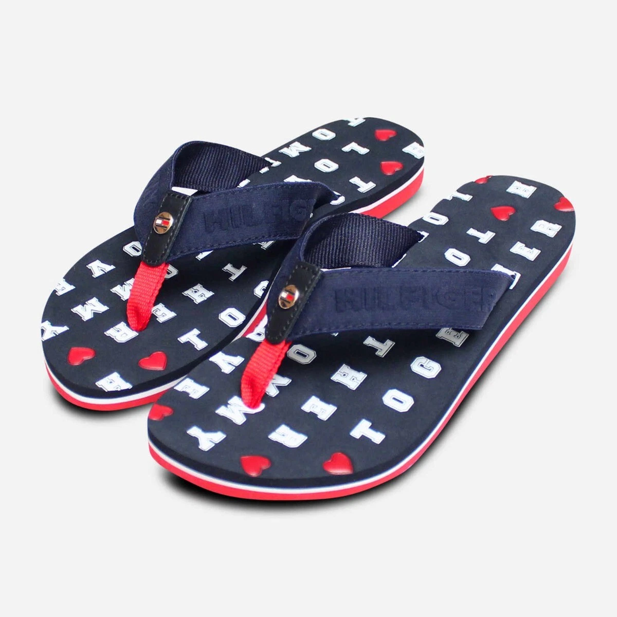 Tommy Hilfiger Navy Blue Red Embossed Flip Flop Sandals eBay