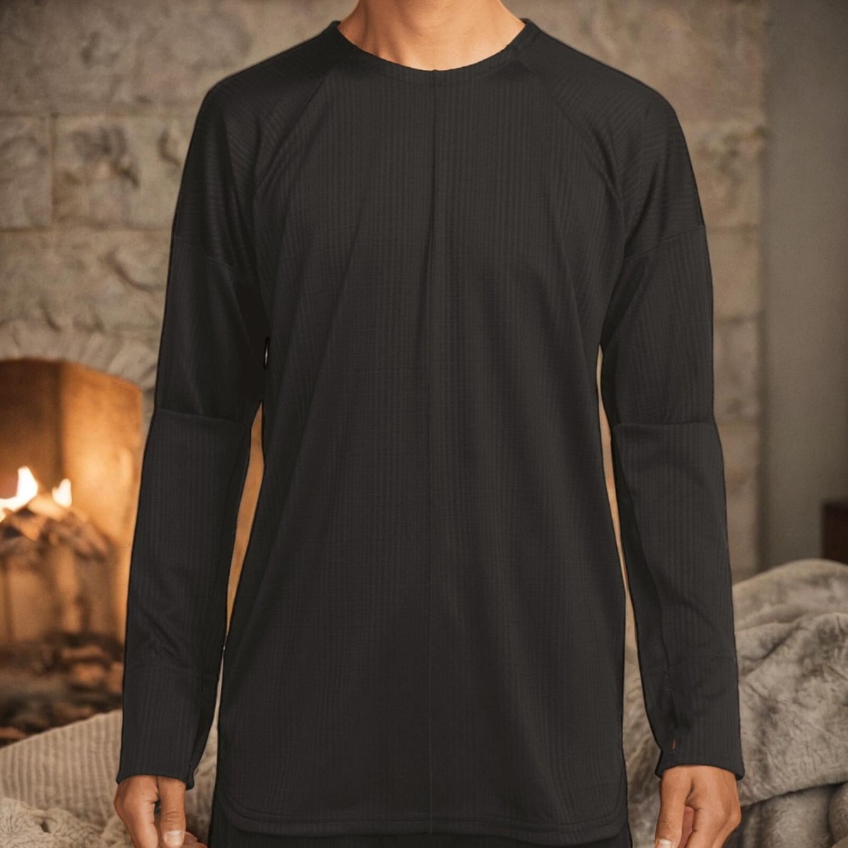 Nike Men's Black Dri FIT Statement Soft Poly Knit Long Sleeve Crew Jersey  NWT