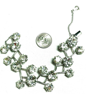 RARE Sensational Vintage Schiaparelli Huge Crystal Studded Lattice Bracelet