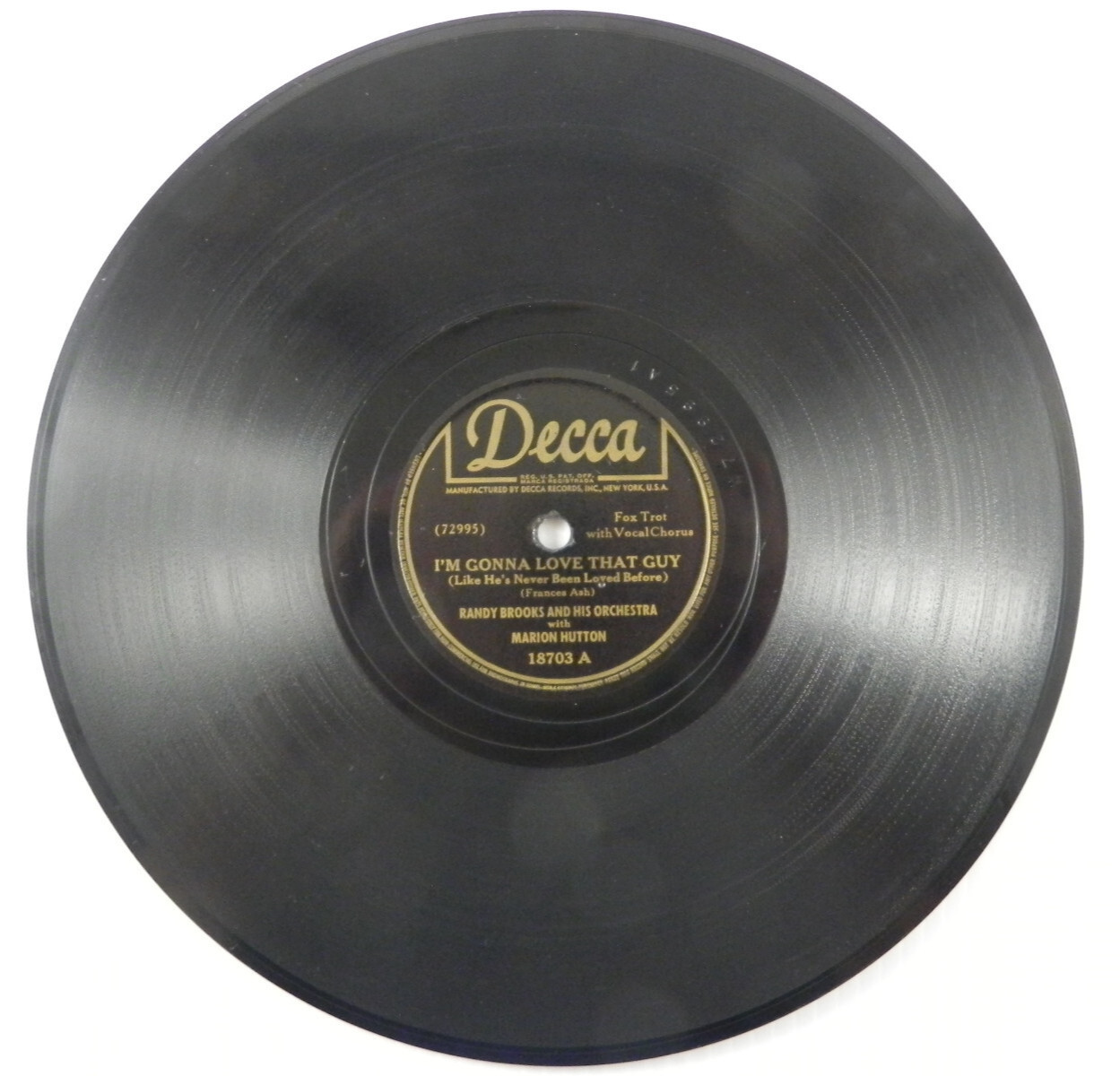 Randy Brooks & Marion Hutton - I'm Gonna Love That Guy 1945 Decca 18703 78 RPM thumbnail 2