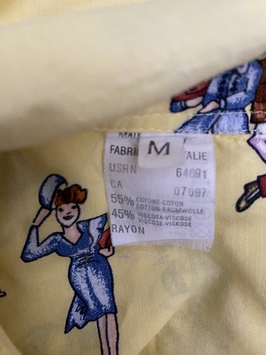 Vtg Benetton Short Sleeve Button Front Shirt Women's Size Medium People Print - Picture 5 of 9