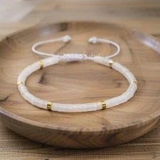 Tube Clear Quartz Beads Healing White Crystal Stone Dainty Handmade Bracelet