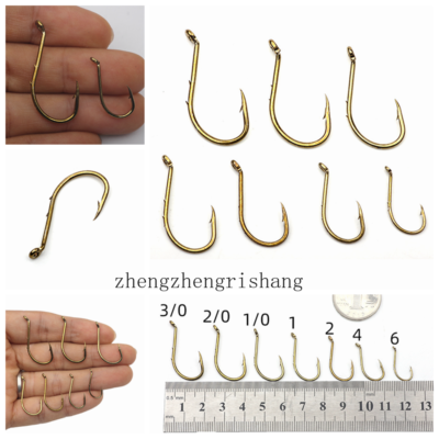 bomber weighted fish hooks size 3 0 bronze 200pcs Octopus Bronze Fishing Hooks 1# 1/0-3/0 Sharp Carbon Steel Octopus  Offset