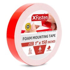 XFasten Double Sided Tape Foam Mounting Tape, 1-Inch x 150-Inch