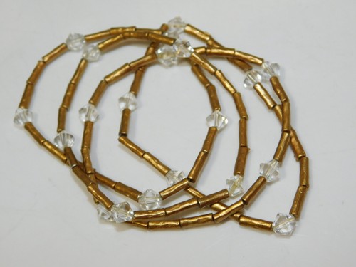 Set Di 4 Oro Opaco Sfaccettato Cristallo Chiaro Perlina Elasticizzato Bracciale - Foto 2 di 4