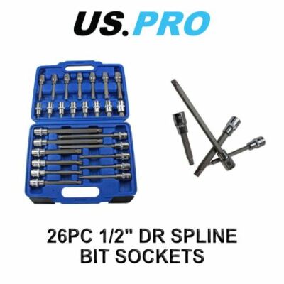 US PRO Tools 26 Stck. 1/2'' Dr Spline Bit Steckschlüsselsatz 3405