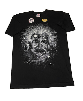 Albert Einstein Shirt Glow In The Dark S Galaxy Graphic Bayside Usa Nwot Black