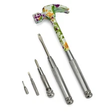 Floral Hammer & Screwdriver 6 Piece Tool Set Pattern 2, Flower Lady's Tools
