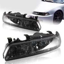 For 90-93 Acura Integra Gs Ls Rs Smoke Lens 1-piece Headlights Wamber Reflector