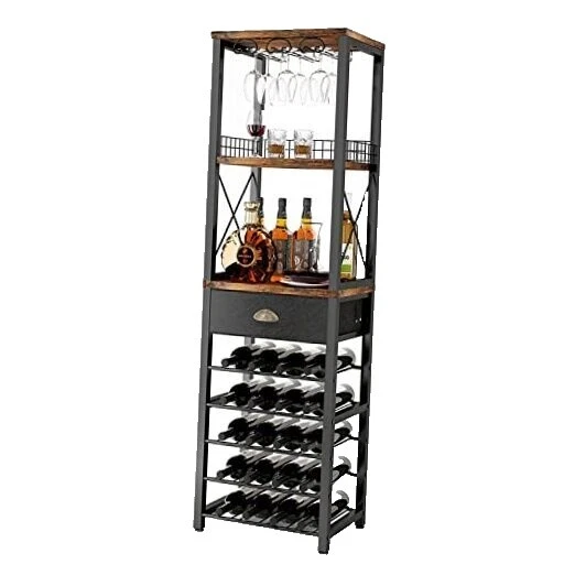 Bastidores de vino independiente acero negro y Portabotellas