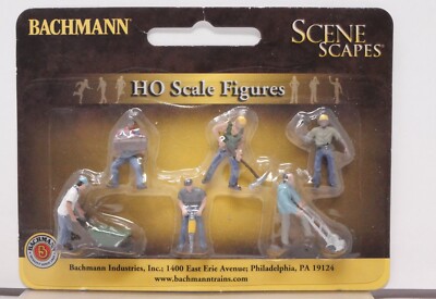 Bachmann Scene Scapes Mini-Figures 33105, Six Construction Workers, HO Scale