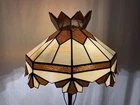 Vtg LARGE 20" Stained Slag Glass Lamp Shade Arts Crafts Deco Mission Tiffany Sty