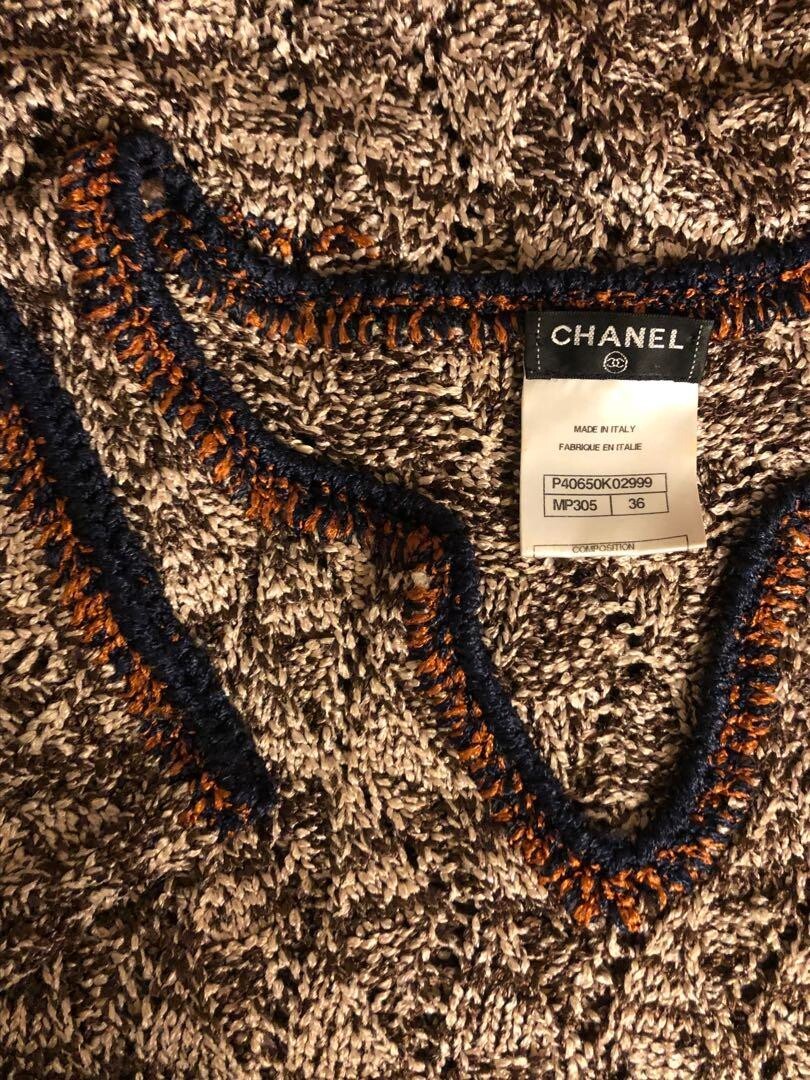 CHANEL P40650K02999 Mixed Tweed Dress Women Size 36 Brown