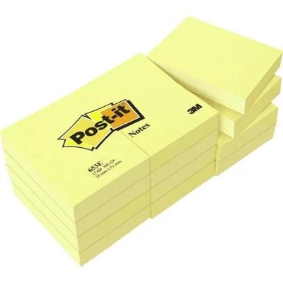 Post-it Notes 3M 38x51mm 100 Sheets Canary Yellow Original Loose Pack 4 6 9 12