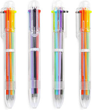 4 Pack 0.5Mm 6-In-1 Multicolor Ballpoint Pen 6 Colors Retractable Ballpoint Pens