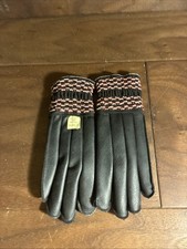 Vintage Children Classic Black Leather 100 Cotton Lined Gloves Size M