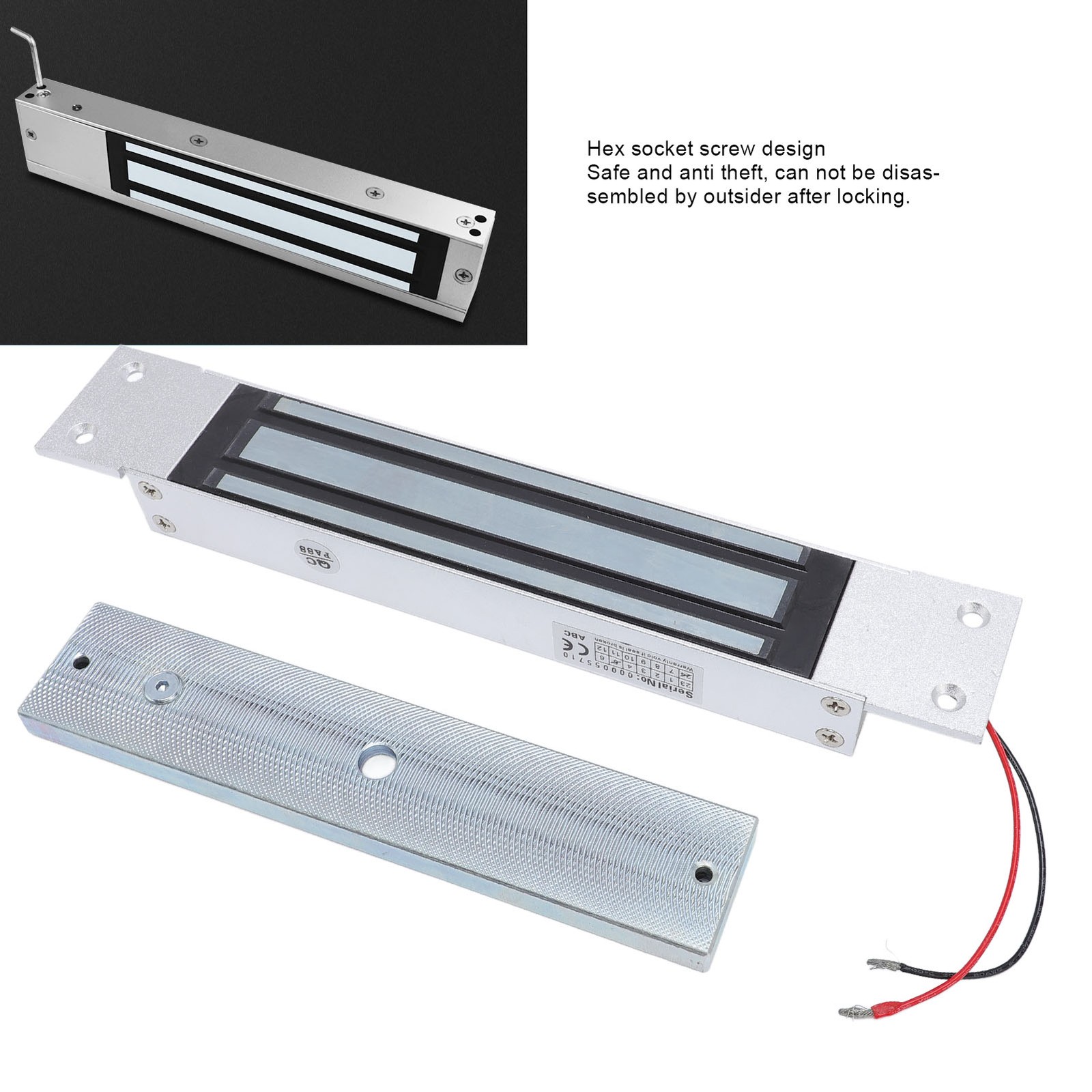 280KG Electric Magnetic Lock Aluminum Alloy 12V NC Mode Electromagnetic Loc BAJ