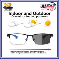 Photochromic Gunmetal Progressive Multifocal Reading Glasses Anti-blue Magnifier