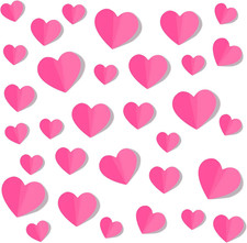 100 PCS 3D Pink Heart Valentine Day Wall Stickers,Waterproof Removable Love Hear