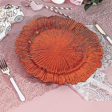 6 ORANGE 13" Round Textured Charger Plates Wedding Party Dinner Decorations Home