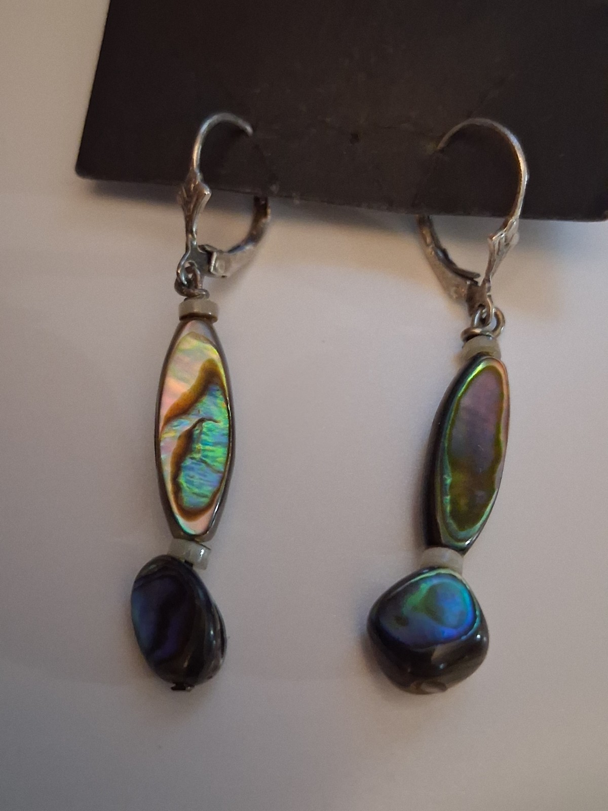 Sterling silver abalone shell dangle drop earring… - image 3