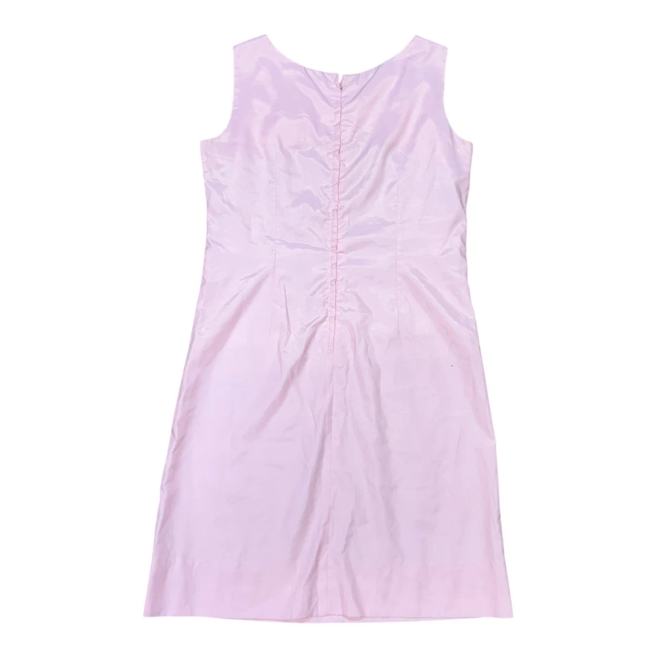 Vintage 1960s Serbin Muriel Ryan Floral Butterfly Dress XS Pink Silky Pin Up VLV - Image 4 of 4