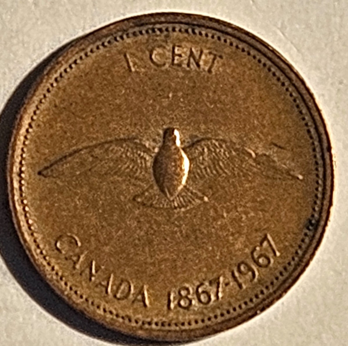 Canada 🇨🇦 1967, Centennial Penny-1867 to 1967, KM-#65, Quick