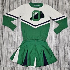 Vintage 70s Cheerleader Supply Co Uniform Green OHS Blazers Sweater Skirt Set