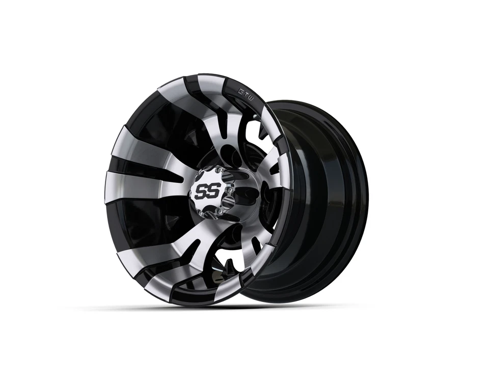 Set of 4 Golf Cart GTW Vampire 10 inch Machined and Black Wheel With 3:4 Offset — 第 4/4 张图片