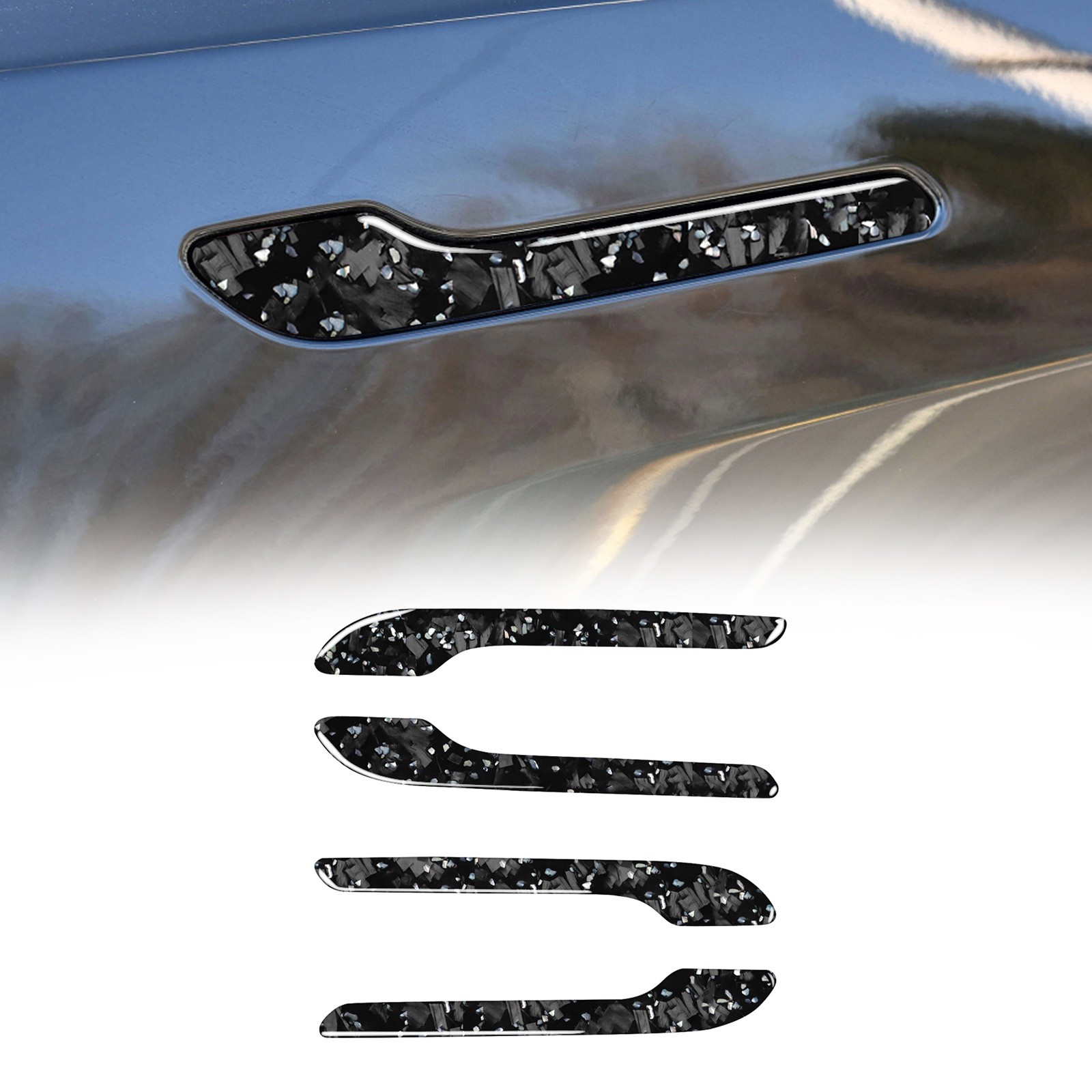 Car Exterior Door Handle Covers Trim For Tesla Model 3 17-2022 Forged CB Fiber