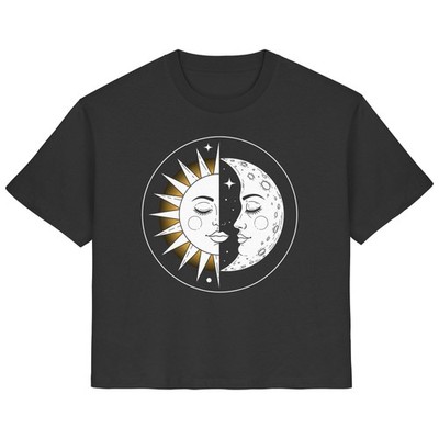 Damen T-Shirt Sonne Mond Yin Yang Sterne Boho Design aus Bio Baumwolle