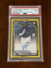 2024 Bowman Chrome  Andres Arias  YELLOW REFRACTOR  AUTO /75  PSA 9 