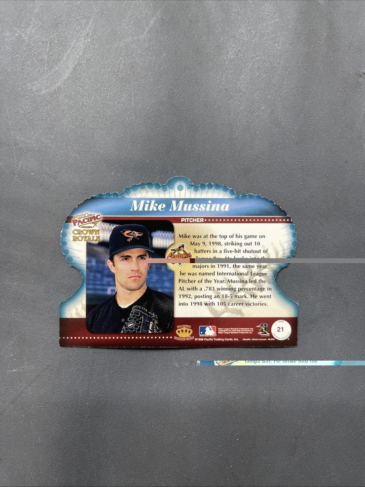 1998 Pacific Crown ROYALE #21 Mike Mussina HOF RARE GOLD FOIL DIE CUT ORIOLES - Image 2 of 2