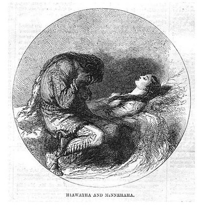 INDIANER INDIANER Hiawatha und Minnehaha - antiker Druck 1859