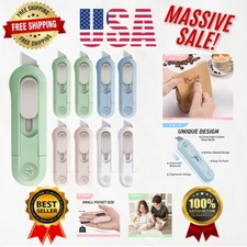 Mini Utility Knife Set - 8 Pack Retractable Box Cutters for Crafts and More